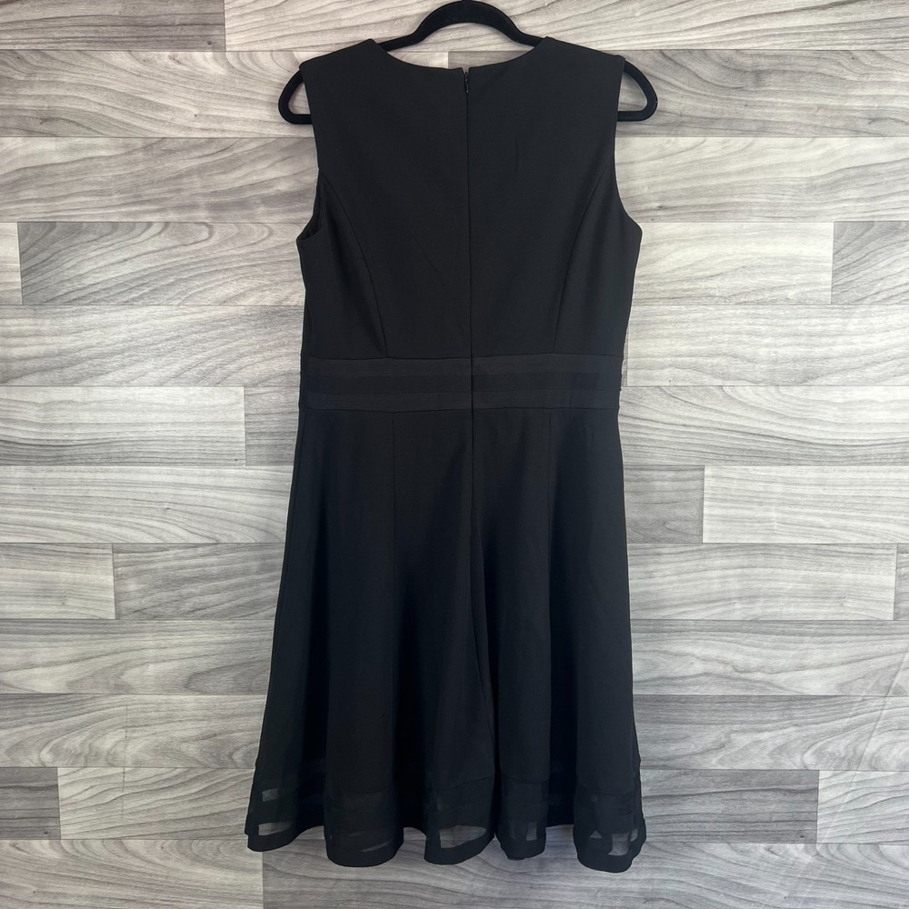 Calvin Klein Fit & Flare Dress Women's 12 Black‎ Sleeveless Round-Neck Back Zip - Picture 2 of 15